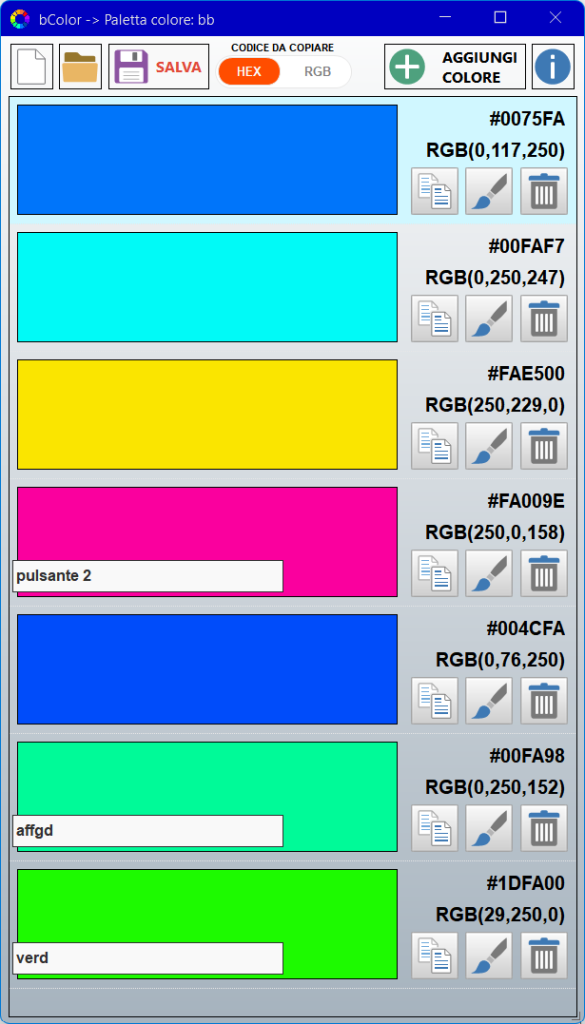 bColors – Software per creare e gestire palette colori